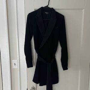 Bebe Black Blazer Dress with Tie Waist